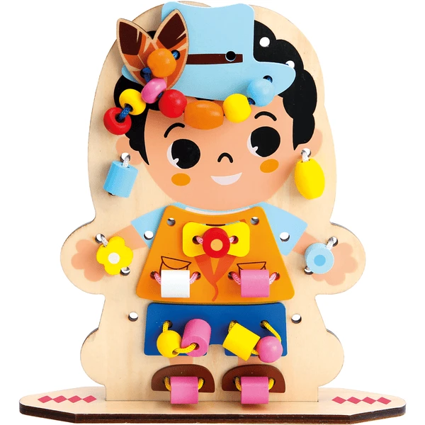 Bino Eerste Houten Rijgspel, Aankleedplezier 2 Bino Eerste Houten Rijgspel, Aankleedplezier - Afbeelding 2