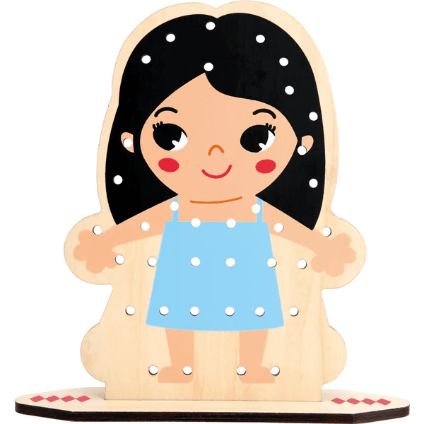 Bino Eerste Houten Rijgspel, Aankleedplezier 4 Bino Eerste Houten Rijgspel, Aankleedplezier - Afbeelding 4