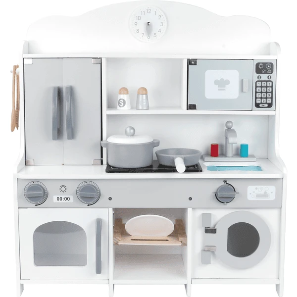 Bino Kinderkeuken Met Wasmachine En Toebehoren, Wit 1 Bino Kinderkeuken Met Wasmachine En Toebehoren, Wit