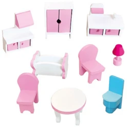 Bino Poppenhuis LED-verlicht, 9-delig -Speelgoed Verkoop bino poppenhuis led verlicht 9 delig a350234 2