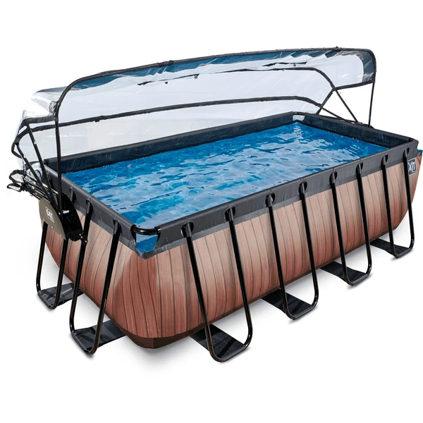 EXIT TOYS EXIT Frame Pool 4x2x1,22m (12v Sand Filter)- Houtoptiek + Zonnedak 2 EXIT TOYS EXIT Frame Pool 4x2x1,22m (12v Sand Filter)- Houtoptiek + Zonnedak - Afbeelding 2