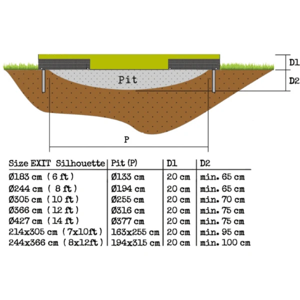 EXIT TOYS EXIT Silhouette Inground Trampoline ø366cm Met Veiligheidsnet - Groen 4 EXIT TOYS EXIT Silhouette Inground Trampoline ø366cm Met Veiligheidsnet - Groen - Afbeelding 4