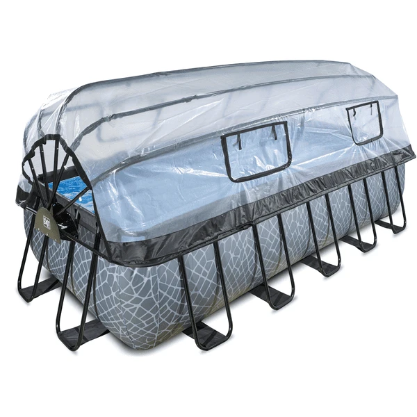 EXIT TOYS EXIT Stone Zwembad 540x250x122cm Met Afdekking En Sand Filter- En Warmtepomp, Grijs 2 EXIT TOYS EXIT Stone Zwembad 540x250x122cm Met Afdekking En Sand Filter- En Warmtepomp, Grijs - Afbeelding 2