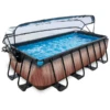 EXIT TOYS EXIT Wood Pool 400x200x100cm Met Afdekking, Sand Filter En Warmtepomp, Bruin