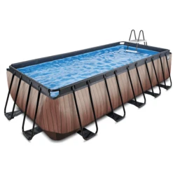 EXIT TOYS EXIT Wood Pool ø450x122cm Met Sand Filterpomp, Bruin