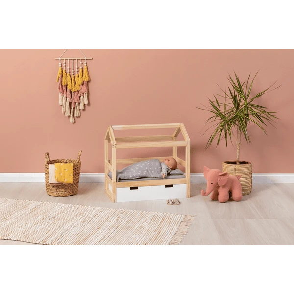 MUSTERKIND ® Poppenhuis Bed Viola Naturel/wit 4 MUSTERKIND ® Poppenhuis Bed Viola Naturel/wit - Afbeelding 4